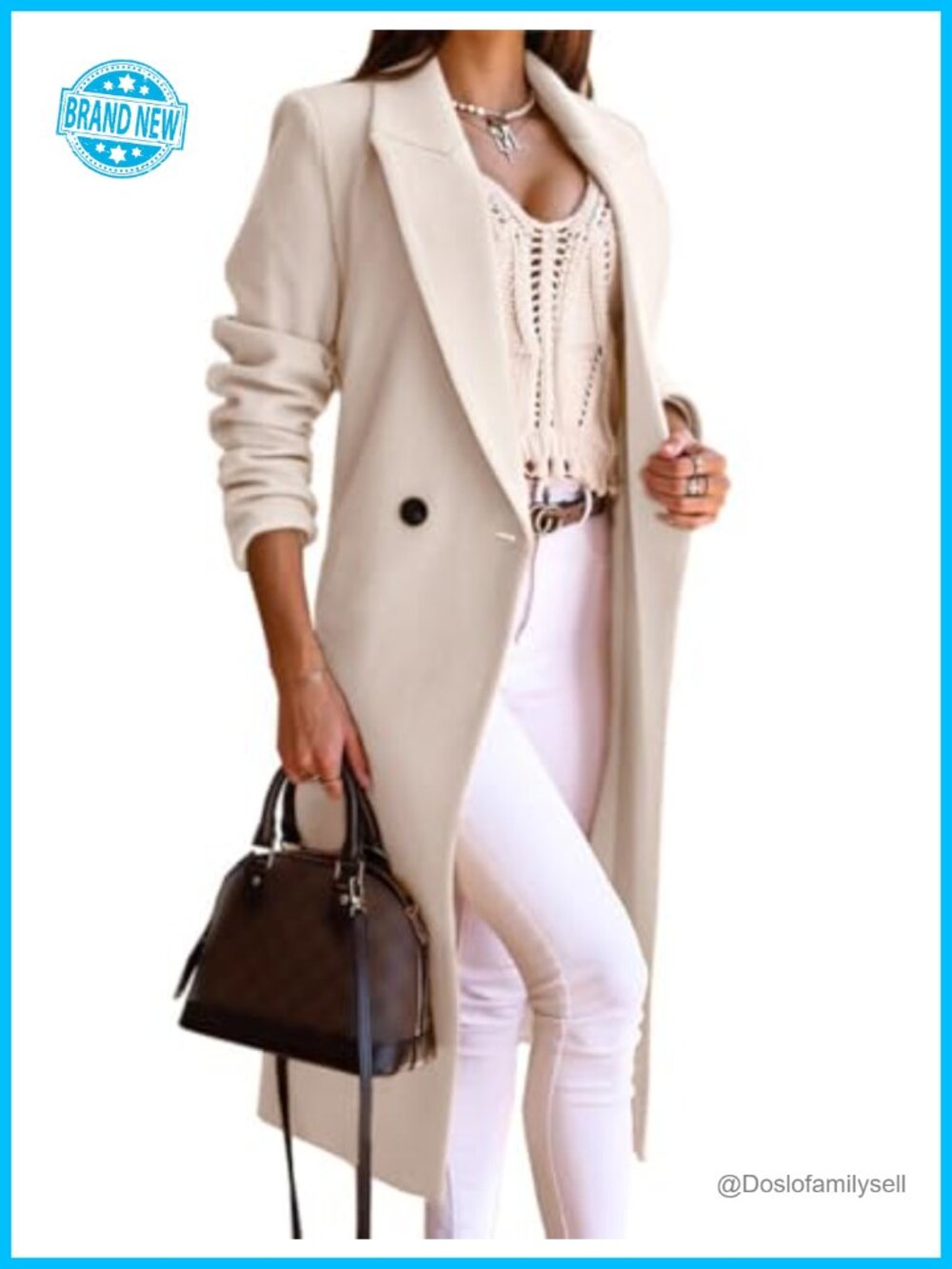 Wool Blend Long Overcoat Notch Collar Slim Fit Winter Coat